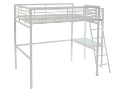 Cama Alta Casual Ii - 140 X 190 Cm - Tampo De Secretária - Branco + Colchão