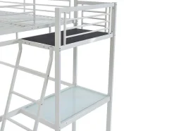 Cama Alta Casual Ii - 140 X 190 Cm - Tampo De Secretária - Branco + Colchão
