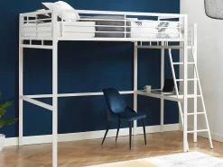 Cama Alta Casual Ii - 140 X 190 Cm - Tampo De Secretária - Branco + Colchão