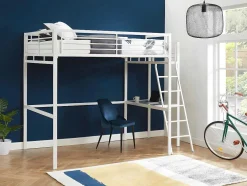 Cama Alta Casual Ii - 140 X 190 Cm - Tampo De Secretária - Branco + Colchão