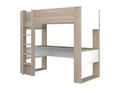 Cama Alta Com Secretária E Arrumação Integradas 90X200 Cm Carvalho - Noah
