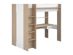 Cama Alta Com Secretária E Guarda-Roupa 90 X 200 Cm Cor Branco E Natural - Auckland