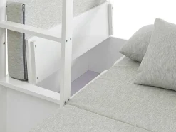 Cama Alta Com Secretária, Sofá Convertivel E Espacos De Arrumação De 90 X 200 Cm Em Pinho Macico Cor Esbranquicado - Goliath Iii