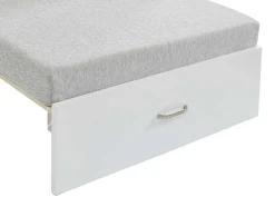 Cama Alta Com Secretária, Sofá Convertivel E Espacos De Arrumação De 90 X 200 Cm Em Pinho Macico Cor Esbranquicado - Goliath Iii
