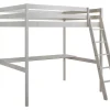 Cama Alta De 140 X 190 Cm Com Secretária Em Pinho Macico Esbranquicado + Colchão - Gedeon Ii