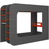 Cama Alta Gamer 90 X 200 Cm Com Secretária, Espacos De Arrumação E Leds Cor Antracite E Vermelho - Warrior
