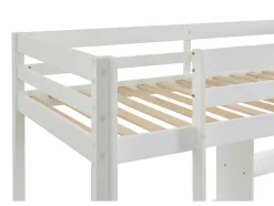 Cama Alta 90X200 Cm Com Secretária, Sofá Convertivel E Espacos De Arrumação Pinho Macico Esbranquicado + Colchão - Goliath Iii