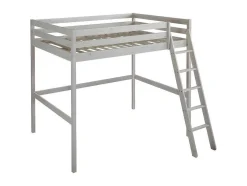 Cama Alta 140X190 Cm Em Pinho Macico Branqueado - Gedeon Ii