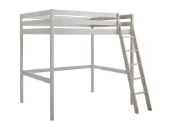 Cama Alta 140X190 Cm Em Pinho Macico Branqueado - Gedeon Ii