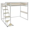 Cama Alta 140X200 Cm Metal E Mdf Branco - Jogui