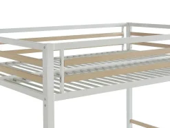 Cama Alta 140X200 Cm Metal E Mdf Branco + Colchão - Jogui