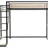 Cama Alta 140 X 200 Cm Metal E Mdf Preto E Natural - Jogui