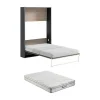 Cama Articulada Rebatível 140 X 200 Cm Abertura Vertical Manual, Cor Natural E Antracite + Colchão - Malina Ii