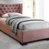 Cama Cabeceira Acolchoada De 90X200 Cm Em Veludo Cor-De-Rosa - Massimo