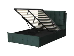 Cama Com Arrumação 140 X 200 Cm Veludo Verde - Oleria