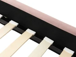 Cama Com Cabeceira De Cama Ondulada De 140 X 190 Cm Em Veludo Cor-De-Rosa Velho - Sagali