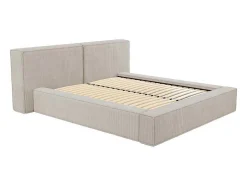 Cama Com Espaco De Arrumação De 180 X 200 Cm Em Veludo Canelado Cor Bege - Timano