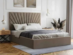 Cama Com Espaco De Arrumação De 160 X 200 Cm Em Veludo Cor Bege - Rilioda