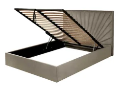 Cama Com Espaco De Arrumação De 140 X 190 Cm Em Veludo Cor Bege - Rilioda