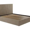 Cama Com Espaco De Arrumação E Cabeceira De Cama Com Costuras Verticais De 160 X 200 Cm Em Veludo Cor Taupe - Larali