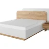 Cama Com Espaco De Arrumação E Mesas De Cabeceira 160X200 Cm, Com Leds Cor Natural E Branco - Desado