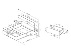 Cama Com Espaco De Arrumação E Mesas De Cabeceira 160X200 Cm, Com Leds Cor Natural E Branco - Desado