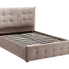 Cama Com Espaco De Arrumação 140X200 Cm Veludo Bege - Oleria
