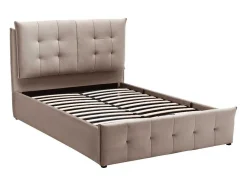 Cama Com Espaco De Arrumação 140X200 Cm Veludo Bege - Oleria