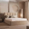 Cama Com Espaco De Arrumação 160X200 Cm Veludo Bege - Mirdal De Pascal Morabito