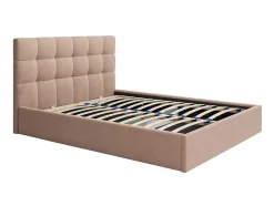 Cama Com Espaco De Arrumação 160X200 Cm Veludo Bege - Mirdal De Pascal Morabito