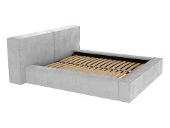 Cama Com Espaco De Arrumação 160 X 200 Cm Veludo Canelado Cinzento-Claro - Timano