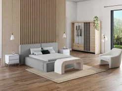Cama Com Espaco De Arrumação 180 X 200 Cm Veludo Canelado Cinzento-Claro - Timano