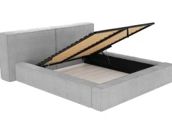 Cama Com Espaco De Arrumação 180 X 200 Cm Veludo Canelado Cinzento-Claro - Timano