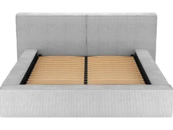 Cama Com Espaco De Arrumação 180 X 200 Cm Veludo Canelado Cinzento-Claro - Timano
