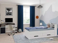 Cama Com Gavetas E Arrumação 90X190 Cm Branco - Boris