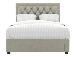 Cama Com Gavetas - Veludo Champanhe - 140X190 Cm - Leopold
