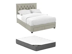 Cama Com Gavetas 180 X 200 Cm Tecido Veludo Champagne + Colchão - Leopold