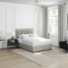 Cama Com Gavetas 140 X 200 Cm Tecido Veludo Champagne + Colchão - Leopold