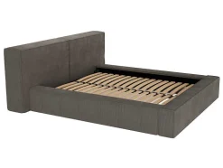 Cama Com Gaveta 180 X 200 Cm Veludo Canelado Taupe + Colchão - Timano