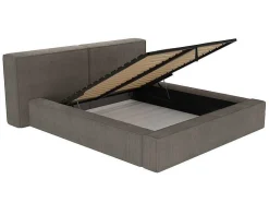 Cama Com Gaveta 180 X 200 Cm Veludo Canelado Taupe + Colchão - Timano