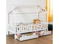 Cama De Criança 190X90Cm Branca Com Gavetas Marceau