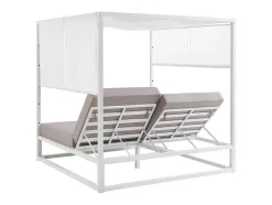 Cama De Jardim Com Dossel Aluminio Branco E Cinza - Livadis De Mylia