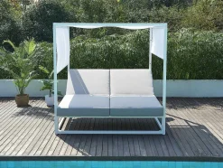 Cama De Jardim Com Dossel Aluminio Branco E Cinza - Livadis De Mylia