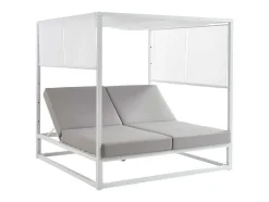 Cama De Jardim Com Dossel Aluminio Branco E Cinza - Livadis De Mylia