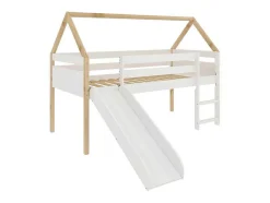Cama Deslizante Logan Com Escada 140X200X96 Branco-Natural