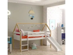 Cama Deslizante Logan Com Escada 140X200X96 Branco-Natural