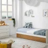 Cama Dupla Banco 2X90X190 Cm Mdf Branco E Cerejeira - Juliette