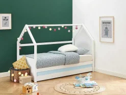 Cama Dupla Cabana De 2 X 90 X 190 Cm Em Pinho Cor Branco + Colchão - Hurra