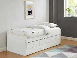 Cama Dupla Com 3 Gavetas De 90 X 190 Cm Em Mdf E Pinho Cor Branco - Titouan