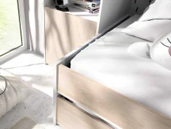 Cama Dupla Com Móvel De Cama De 90 X 190 Cm Cor Carvalho E Branco - Selena